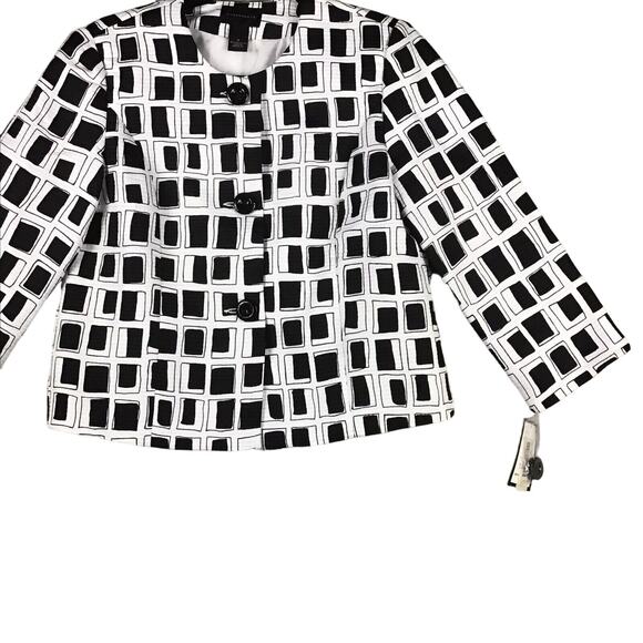 Investments Women’s Size 8 Black White Square Block Pattern Career Jacket NWT - Picture 8 of 16